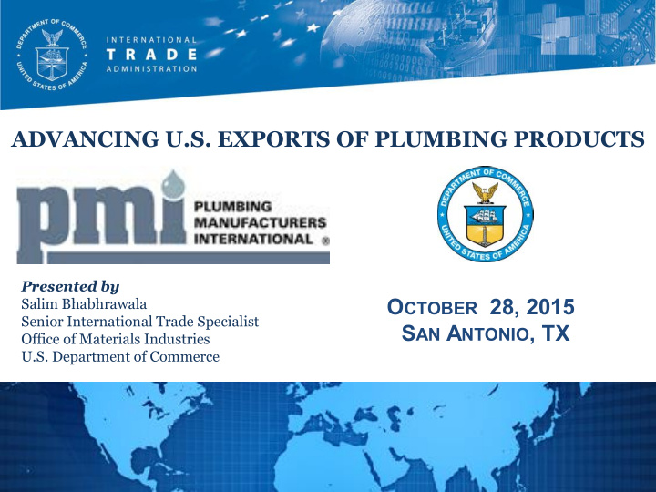 advancing u s exports of plumbing products