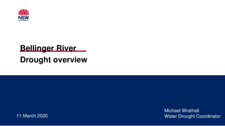 bellinger river drought overview