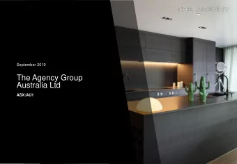 The Agency Group  Australia Ltd  ASX:AU1  Contents  Executive summary  3  Company overview and