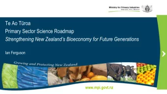Te Ao Troa  Primary Sector Science Roadmap Strengthening New Zealands Bioeconomy for Future