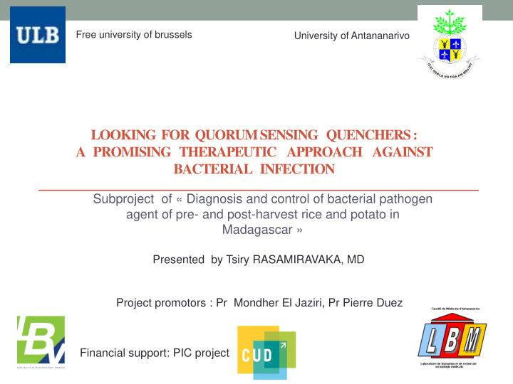 subproject of diagnosis and control of bacterial pathogen