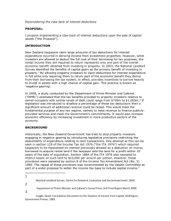 'negative gearing'.  In 2008, a study conducted by the Department of Prime Minister and Cabinet