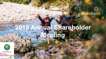 2019 Annual Shareholder  Meeting  17 OCTOBER 2019  Order of business  Chairs address  Chief