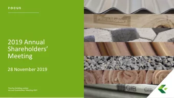 2019 Annual  Shareholders  Meeting  28 November 2019  Fletcher Building Limited  Annual