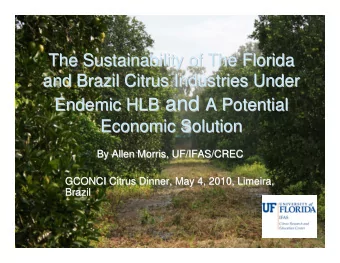 Endemic HLB and and A Potential  A Potential  Endemic HLB  Economic Solution  Economic Solution  By