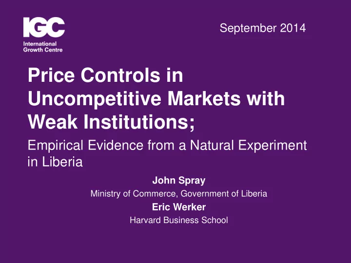 price controls in uncompetitive markets with weak