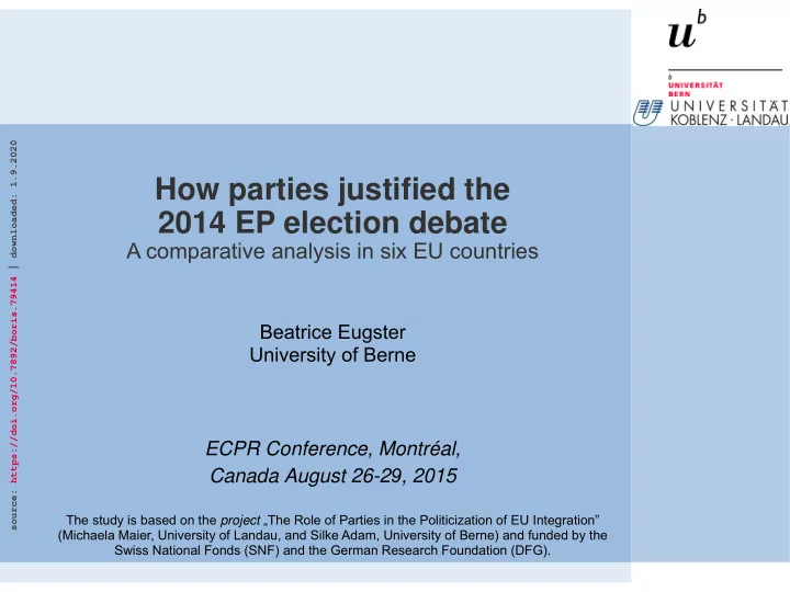 how parties justified the 2014 ep election debate