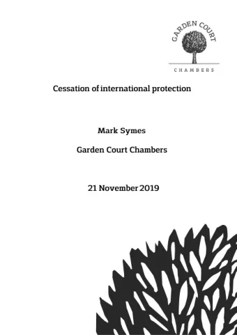11/20/2019  Cessation of international protection  Mark Symes, Garden Court Chambers  21 November