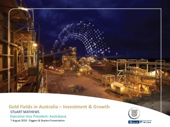 Gold Fields in Australia  Investment &amp; Growth  STUART MATHEWS  Executive Vice President: