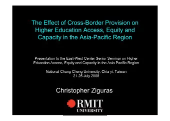 Christopher Ziguras  Overview   Student mobility   Inter- and intra- regional mobility