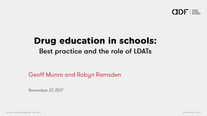 drug education in schools alcohol and drug foundation 28