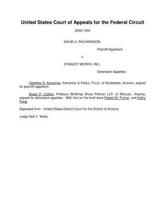 United States Court of Appeals for the Federal Circuit  2009-1354  DAVID A. RICHARDSON,