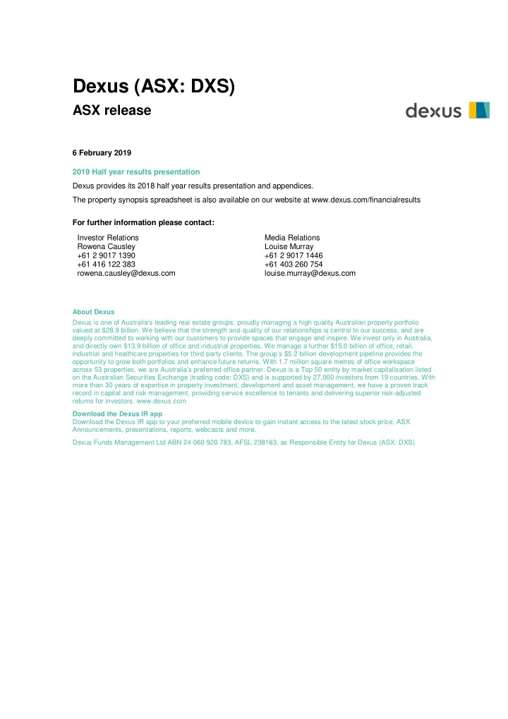 dexus asx dxs