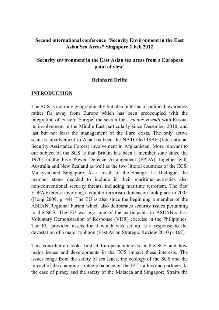 second international conference security environment in