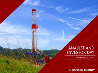 INVESTOR DAY  December 13, 2016  Cautionary Language  This presentation contains statements,