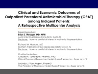 clinical and economic outcomes of outpatient parenteral