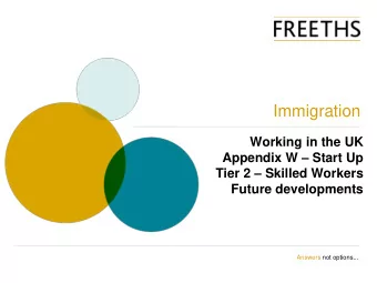 Immigration  Working in the UK Appendix W  Start Up Tier 2  Skilled Workers  Future
