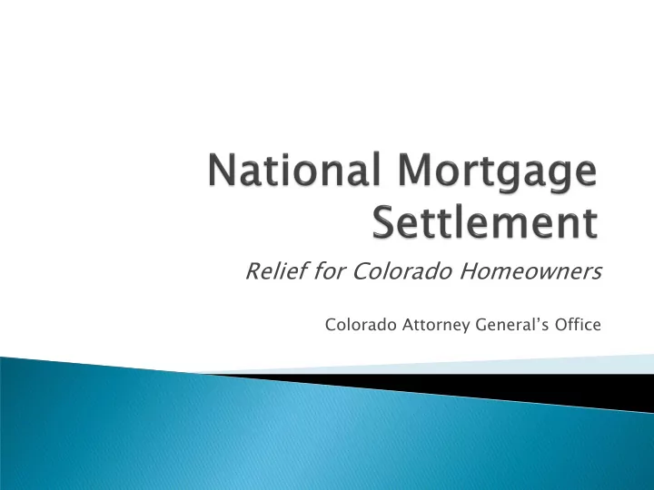 relief for colorado homeowners