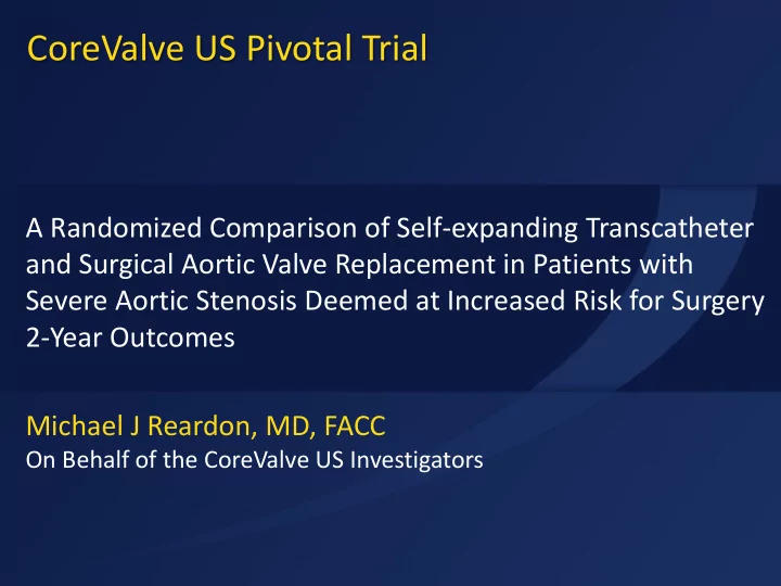 corevalve us pivotal trial