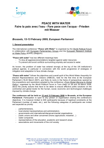 PEACE WITH WATER  Faire la paix avec leau - Fare pace con lacqua - Frieden  mit Wasser