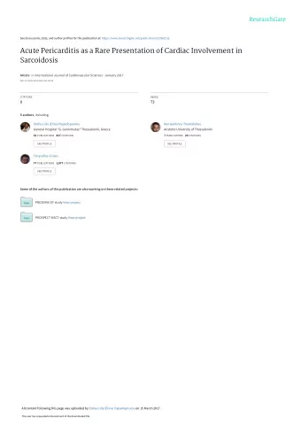 Acute Pericarditis as a Rare Presentation of Cardiac Involvement in  Sarcoidosis Article in