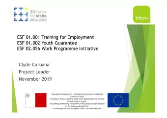 ESF 01.001 Training for Employment  ESF 01.002 Youth Guarantee  ESF 02.056 Work Programme