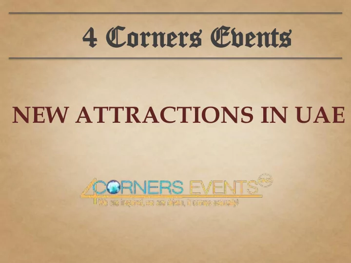 4 c 4 cor orners ners ev events ents
