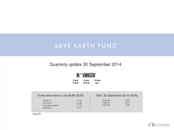 Quarterly update 30 September 2014 3-year 5-year 10-year N/A  Fund performance* and AUM (EUR)  NAV,