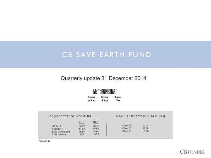 cb save earth fund