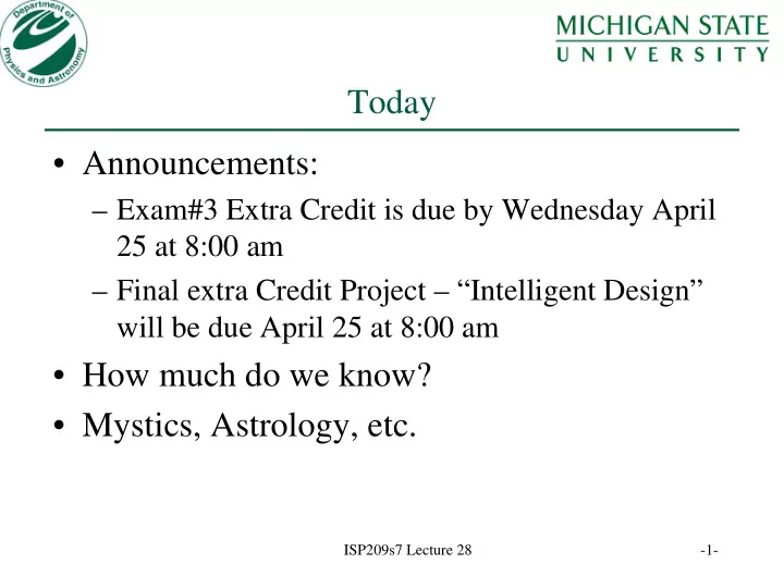 today announcements