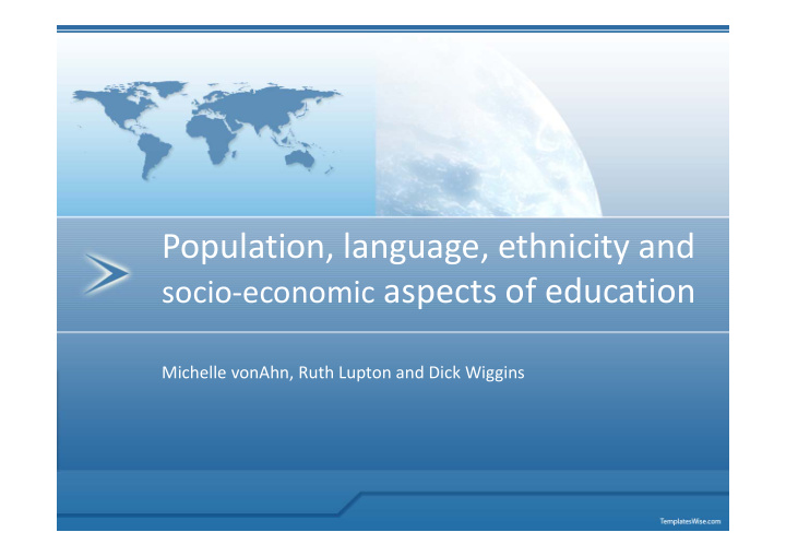 population language ethnicity and socio economic aspects