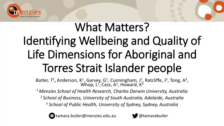 id identify fying wellbeing and quality of
