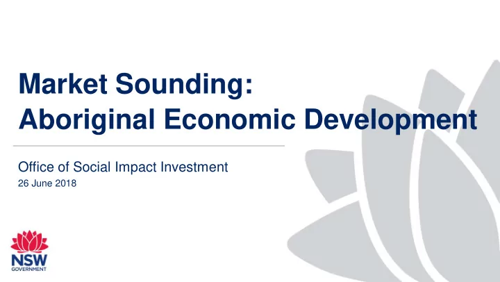 market sounding aboriginal economic development