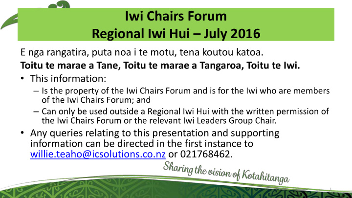 iwi chairs forum regional iwi hui july 2016