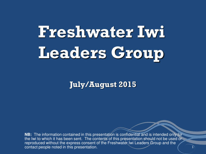 freshwater iwi leaders group