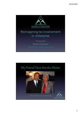 My friend Tara Nandu-Moke  Be on the field, not in the grandstand  1  14/12/2016  Census 2013