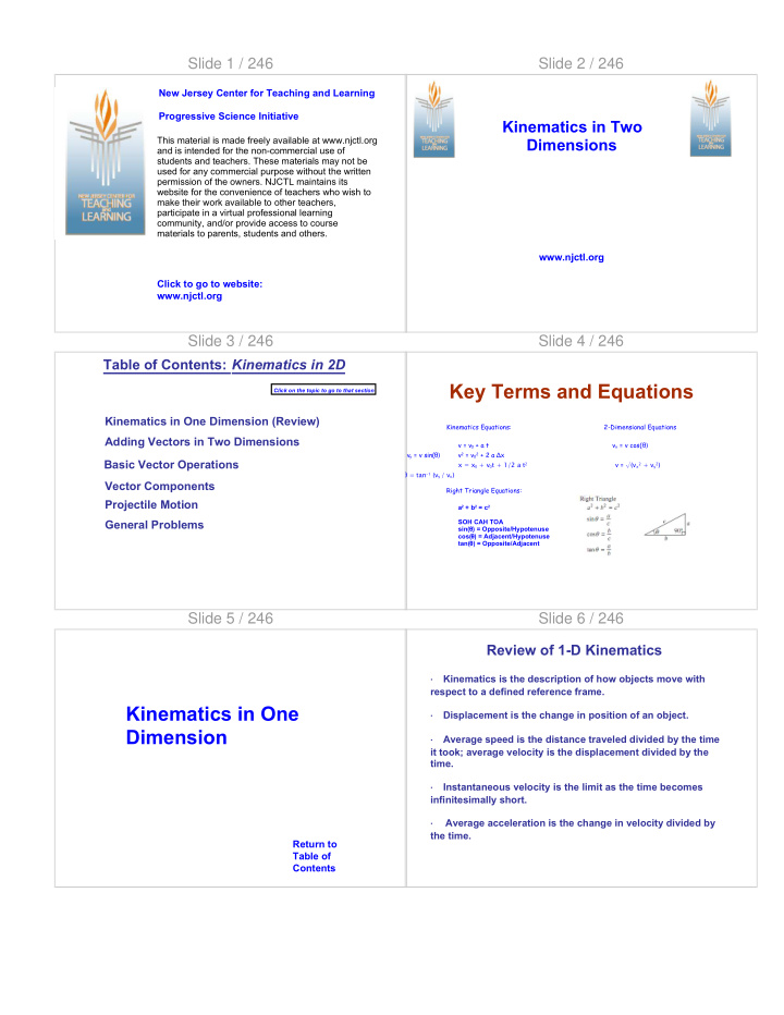 key terms and equations