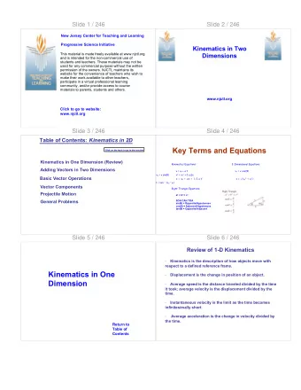 Key Terms and Equations  Click on the topic to go to that section  Kinematics in One Dimension