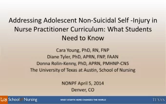 Addressing Adolescent Non-Suicidal Self -Injury in  Nurse Practitioner Curriculum: What Students