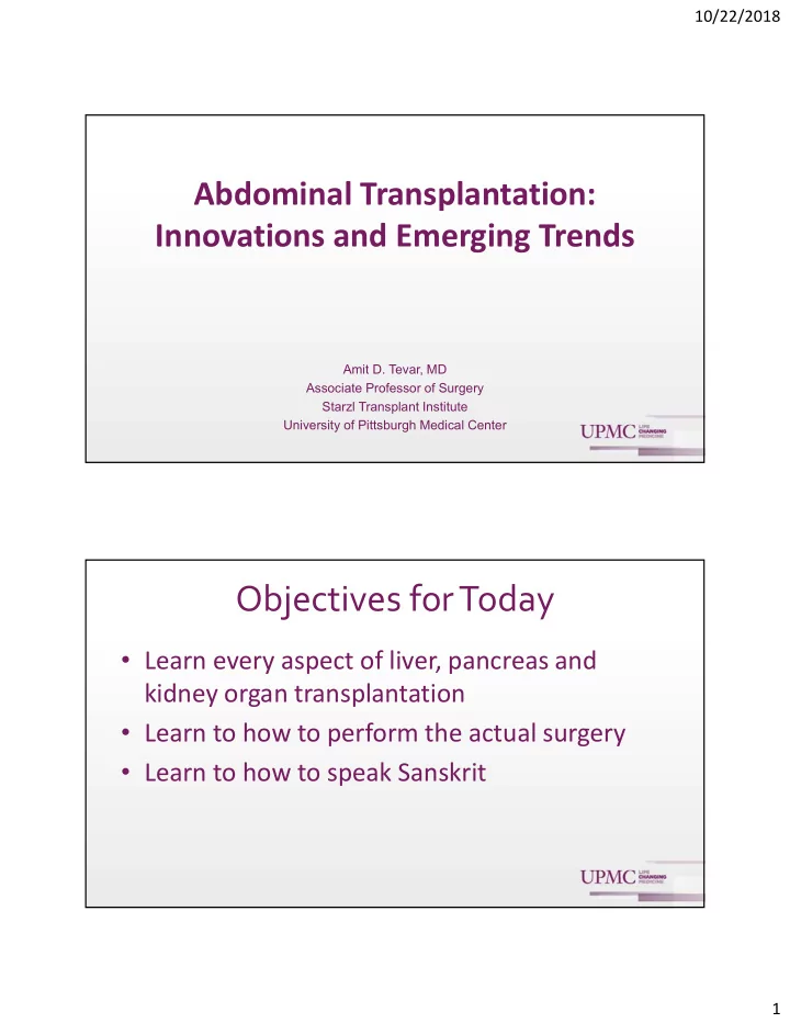 objectives for today