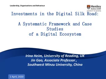 A S  Systemat  matic  ic Framewo  work an  rk and Case  Studies  es  of a  a D  Digital  al Ecosyst