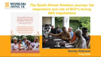 The South African Rooibos Journey : the  importance and role of BCPs during  ABS negotiations