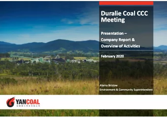 Duralie Coal CCC  Duralie Coal CCC  Meeting  Meeting  Presentation   Presentation   Company