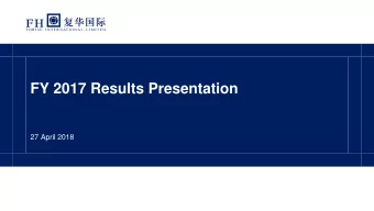 FY 2017 Results Presentation  27 April 2018  Disclaimer This confidential presentation