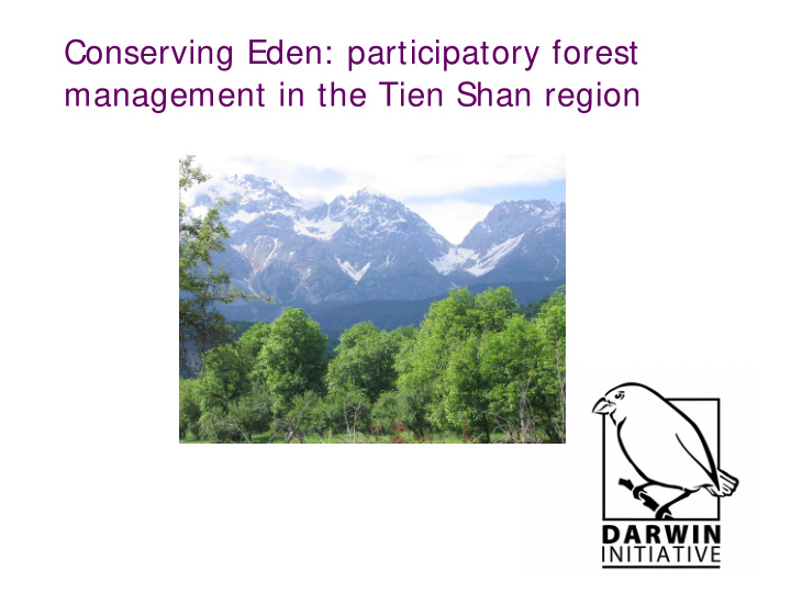 conserving eden participatory forest management in the