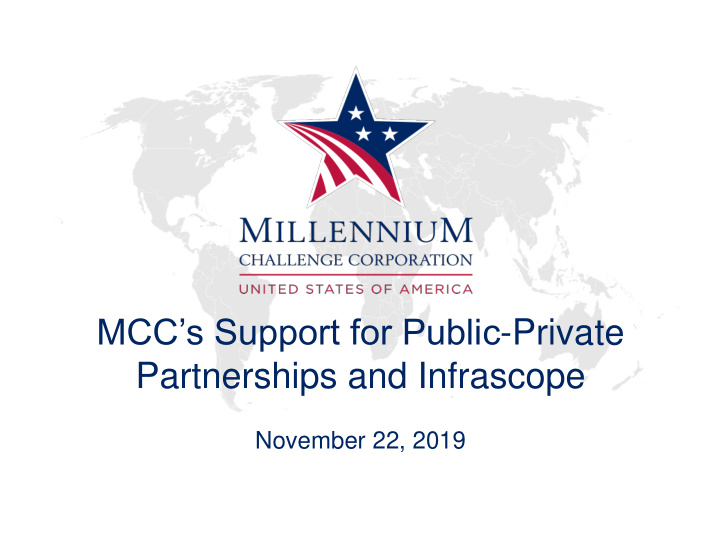 mcc s support for public private partnerships and