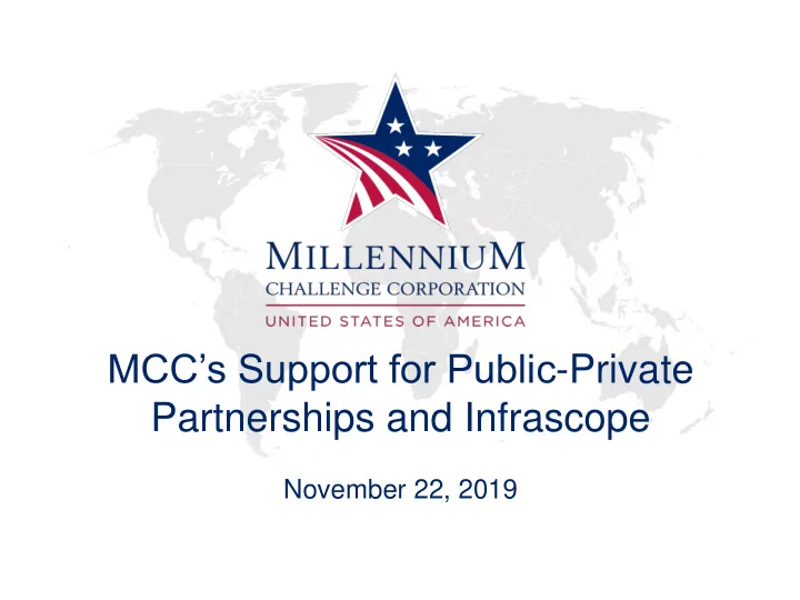 mcc s support for public private partnerships and