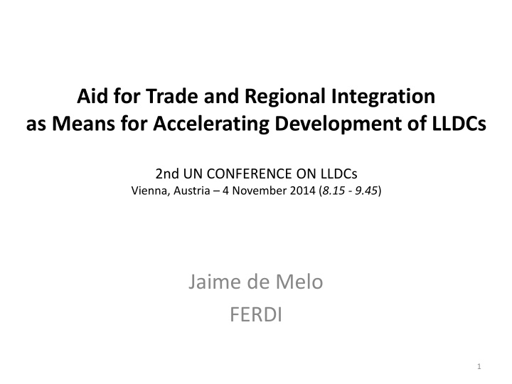 aid for trade and regional integration as means for