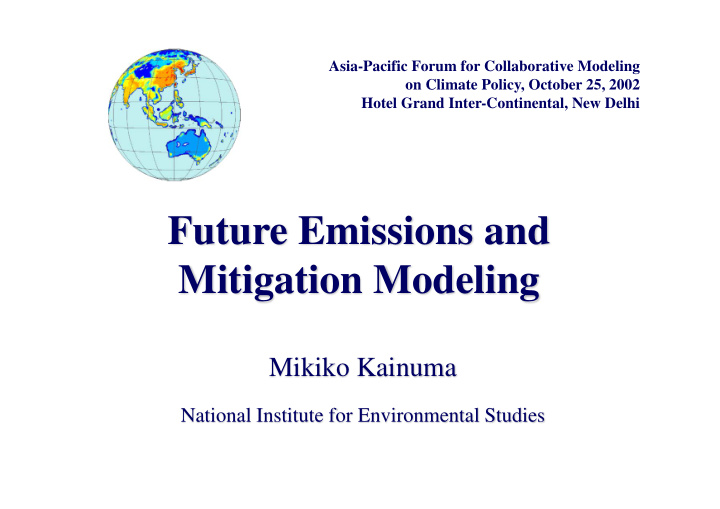 future emissions and mitigation modeling