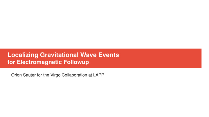 localizing gravitational wave events
